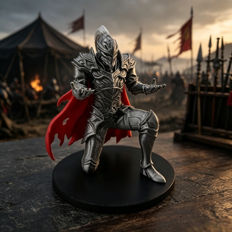 3D Printing Knight Armor - 3Dプリント製の鎧を身につけた騎士のフィギュア。卓上ペン立て、戦士の彫刻、デスクオーガナイザー、プラスチック製のユニークなペンケース、テーブルデコレーション。