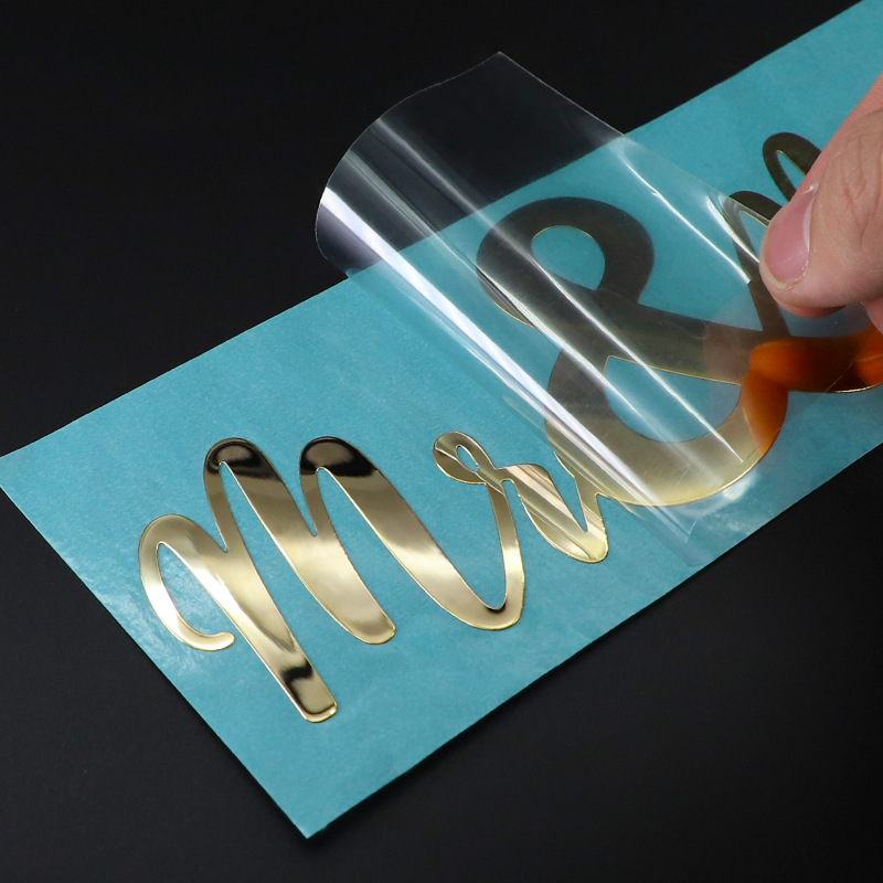 3D Printing Logo - 個人ロゴプリントメタル 3D ゴールドシルバー転写ステッカーエンボスステッカー包装袋ボックス木製ガラス面