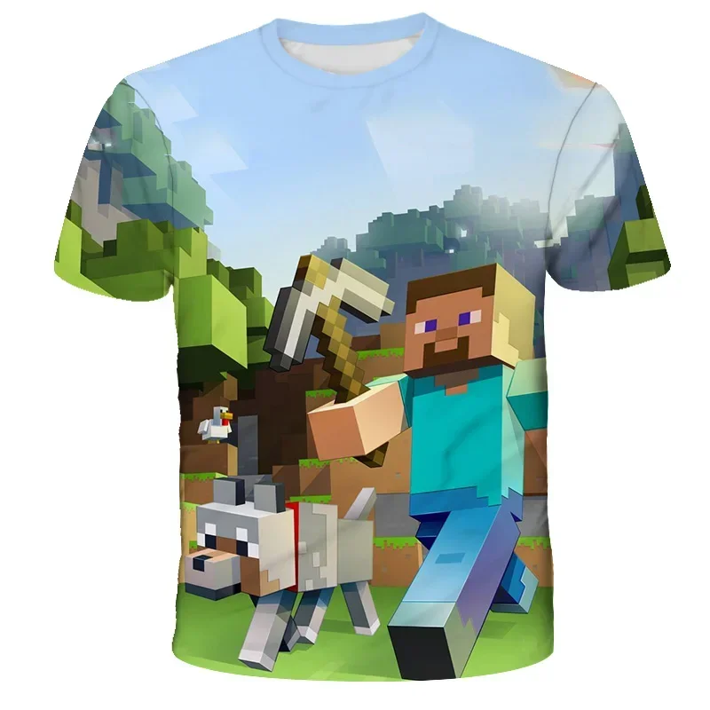 3D Printing Lego - 3D プリントカジュアル夏かわいい男の子女の子ビルディングブロック漫画 Tシャツボーイズ Tシャツマインクラフト人気トップス内側外側 Mc