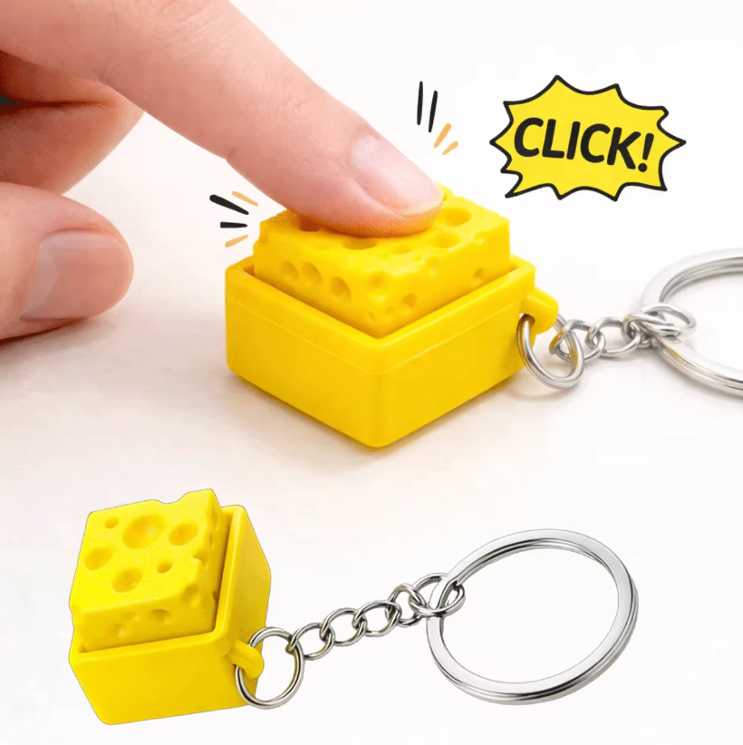 3D Printing Game - 3Dプリントミニチーズキーボードクリッカーキーホルダーフィジェットボタンストレス解消キーリングおもちゃギフトキーホルダーアクセサリー