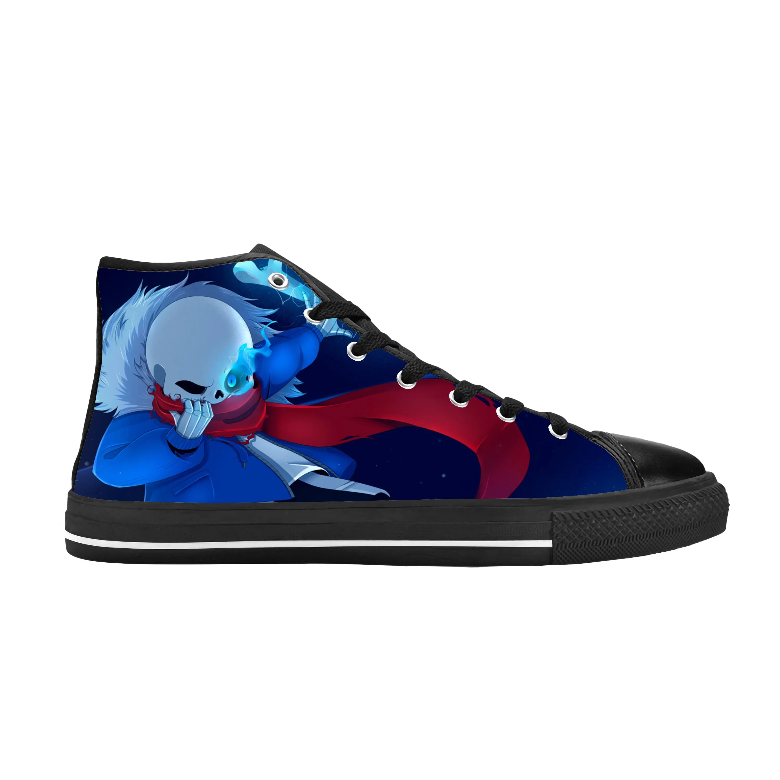 3D Printing Game - アニメ漫画ゲーム Undertale Sans スカルスケルトンカジュアル布靴ハイトップ快適な通気性 3D プリント男性女性スニーカー
