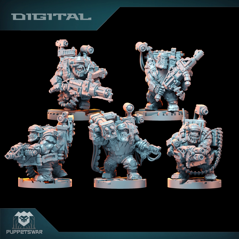 3D Printing Yourself - Orc Ultimate Badasses Squad、グリーンスキンフィギュア、ウォーカー、ロボットプラズマガン、HD 3Dプリント樹脂モデル、アクションプロキシウォーゲームDnD