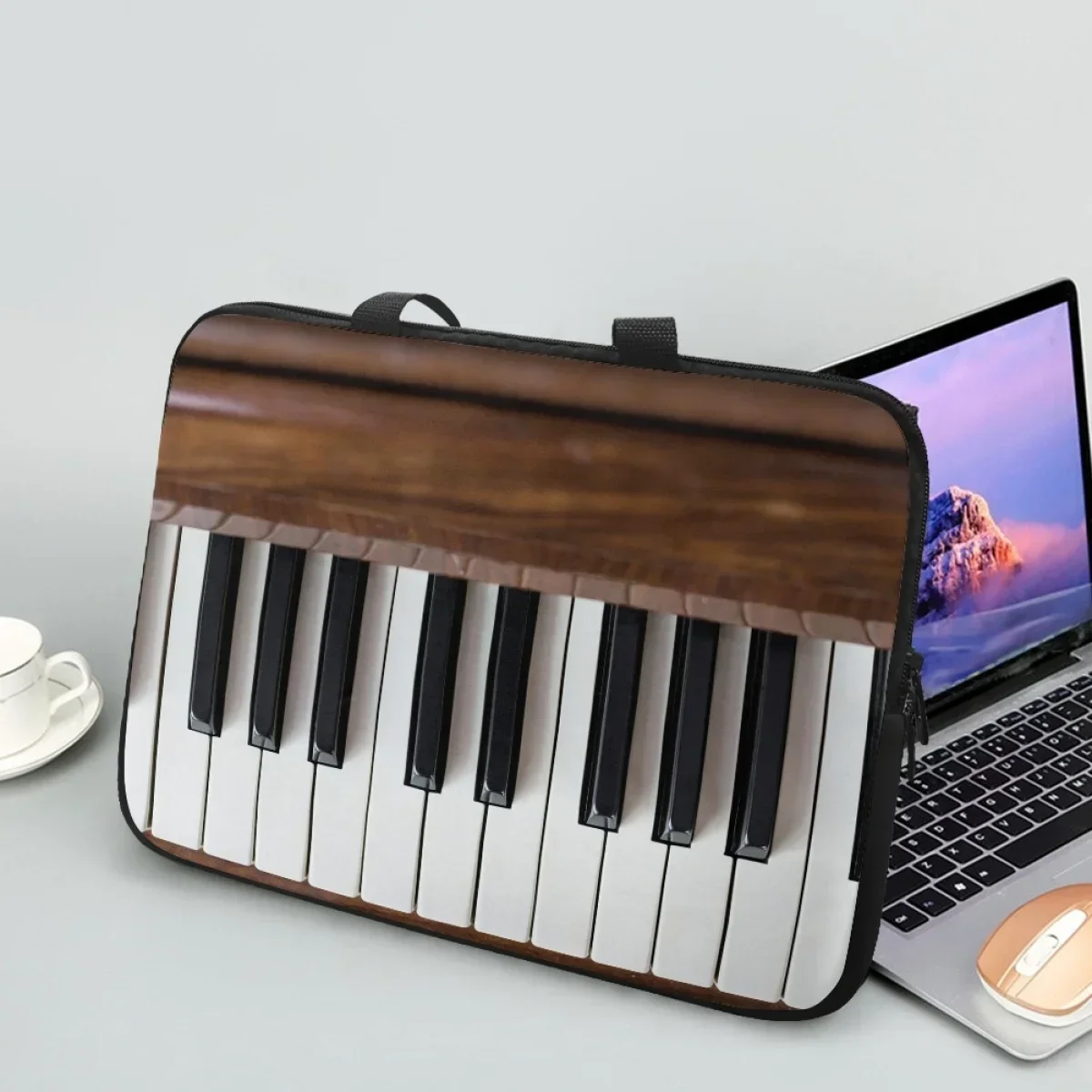 3D Printing Tablet - 3D ピアノプリントラップトップバッグ男性女性用ノートブックショルダーバッグポータブルラップトップタブレット保護ケースビジネストラベルハンドバッグ