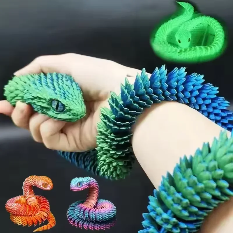 3D Printing Simulator - 3D プリントヘビ可動ジョイントそわそわおもちゃ置物シミュレーションヘビオフィスデスクトップ装飾クリスマスギフト工芸品ミニチュア