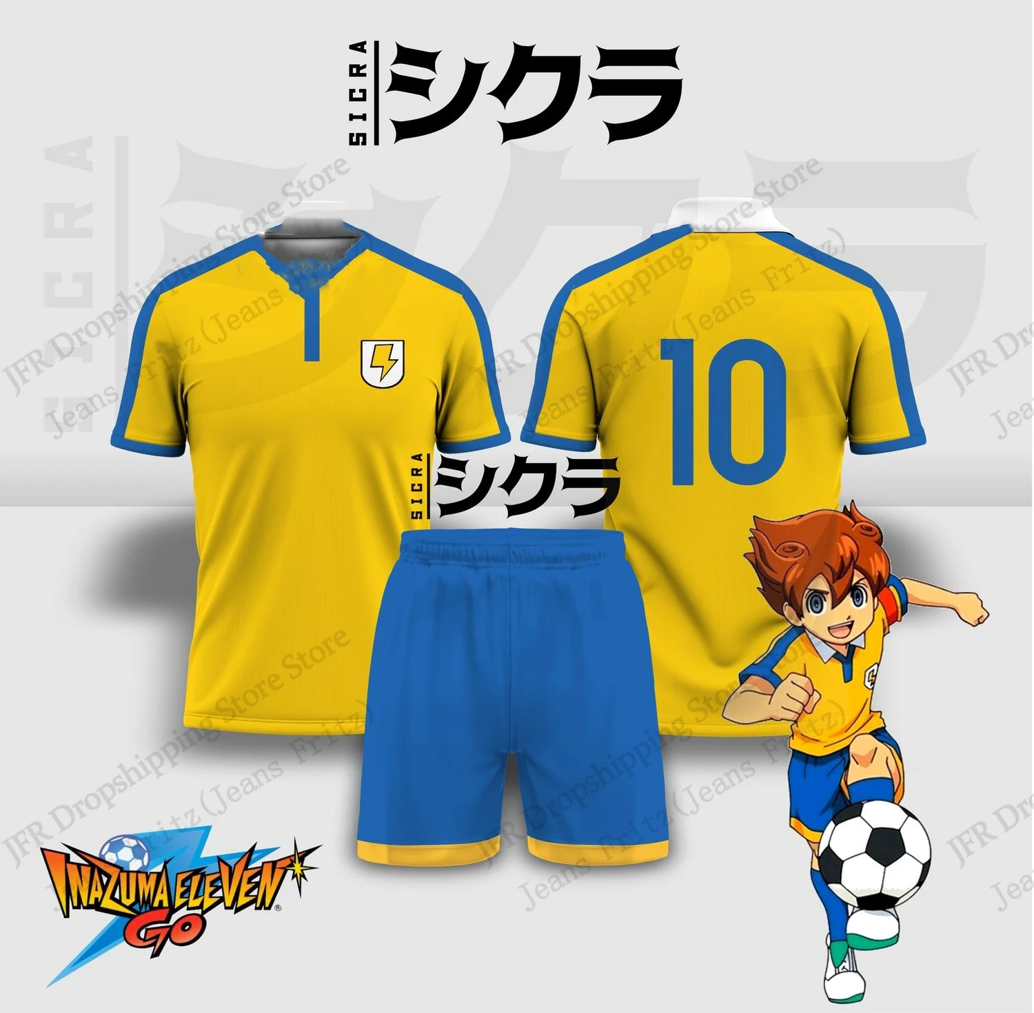 3D Printing Jersey - ジャージセットジャージイナズマイレブンアニメサッカー 3d プリントセット男性ファッション Tシャツ + ショート