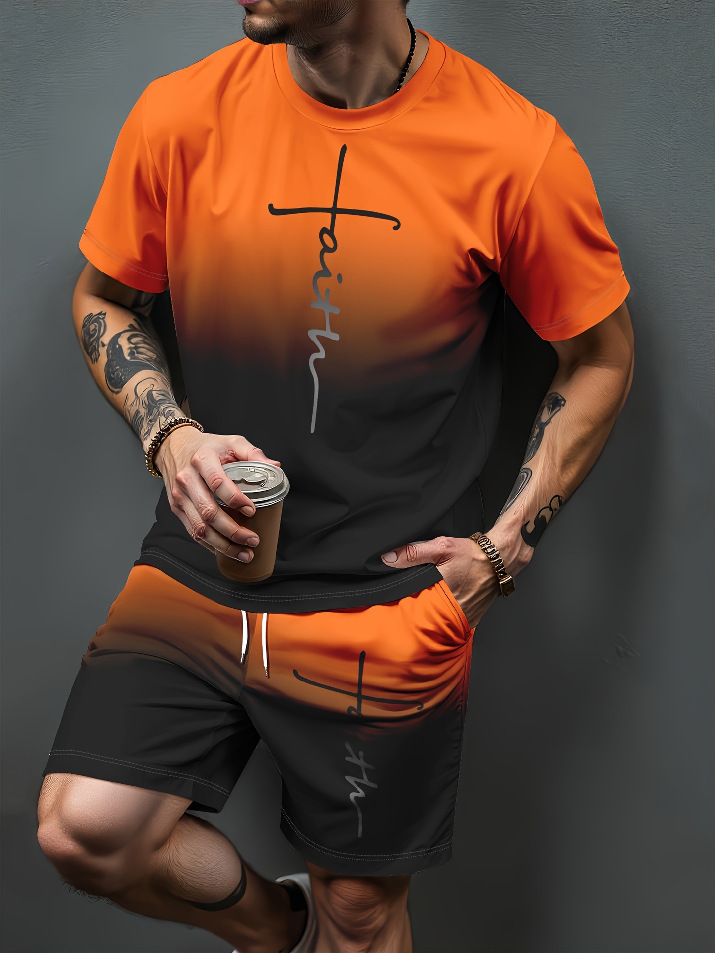 グラデーション文字パターン 3D プリントジャージ男性女性カ - 3D Printing Jersey のレビューと価格