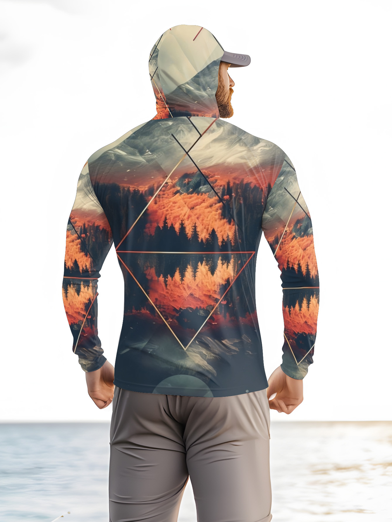 アウトドアメンズフィッシングフーディー、内蔵フェイスマスク、 - 3D Printing Jersey のレビューと価格