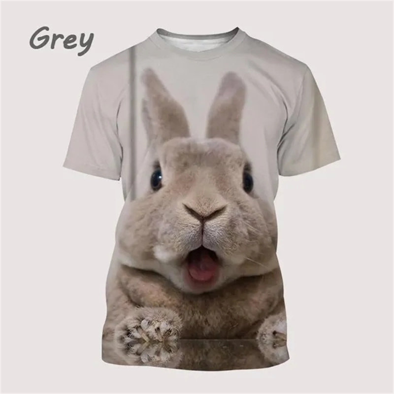 男性と女性のための動物の絵が描かれた3D Tシャツ,かわいい - 3D Printing Rabbit のレビューと価格