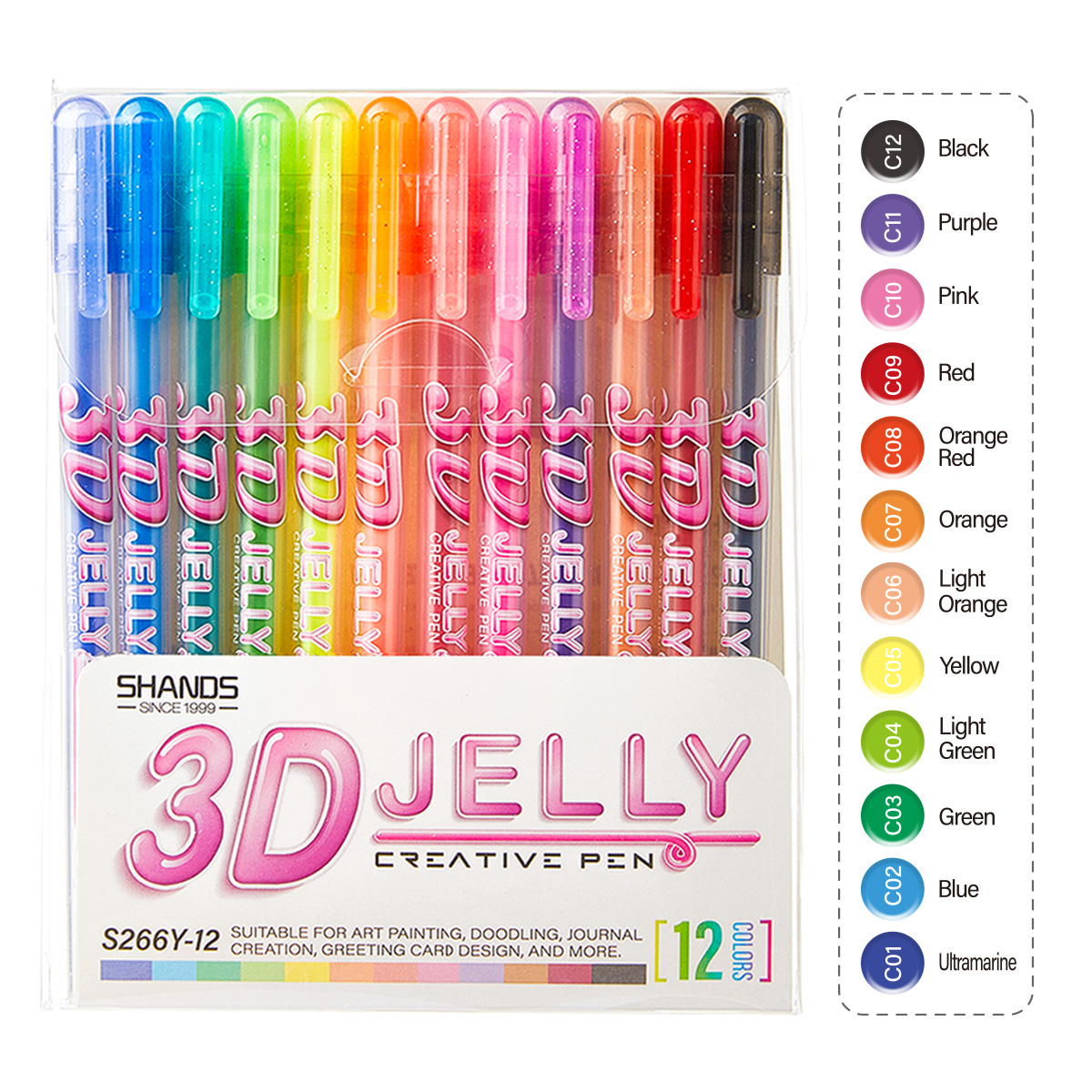 SHANDS 12本入り3Dゼリーゲルペンセット、1.0mm - 3D Printing Epoxy Resin のレビューと価格