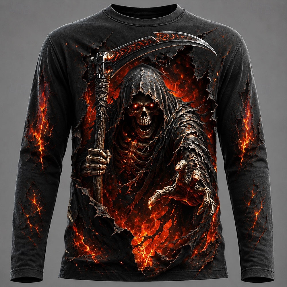 ハロウィン男性 3D グラフィックプリント長袖 Tシャツゴシ - 3D Printing Jersey のレビューと価格