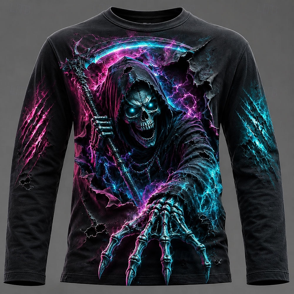 ハロウィン男性 3D グラフィックプリント長袖 Tシャツゴシ - 3D Printing Jersey のレビューと価格