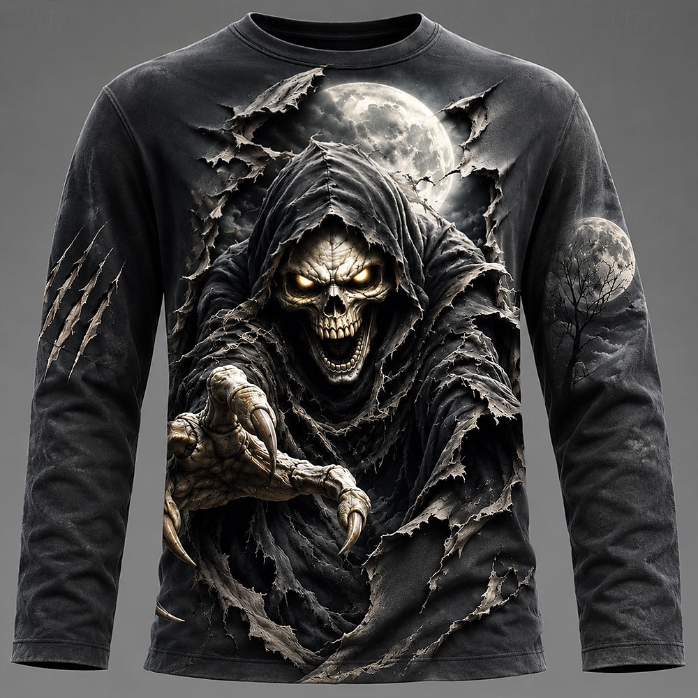 ハロウィン男性 3D グラフィックプリント長袖 Tシャツゴシ - 3D Printing Jersey のレビューと価格
