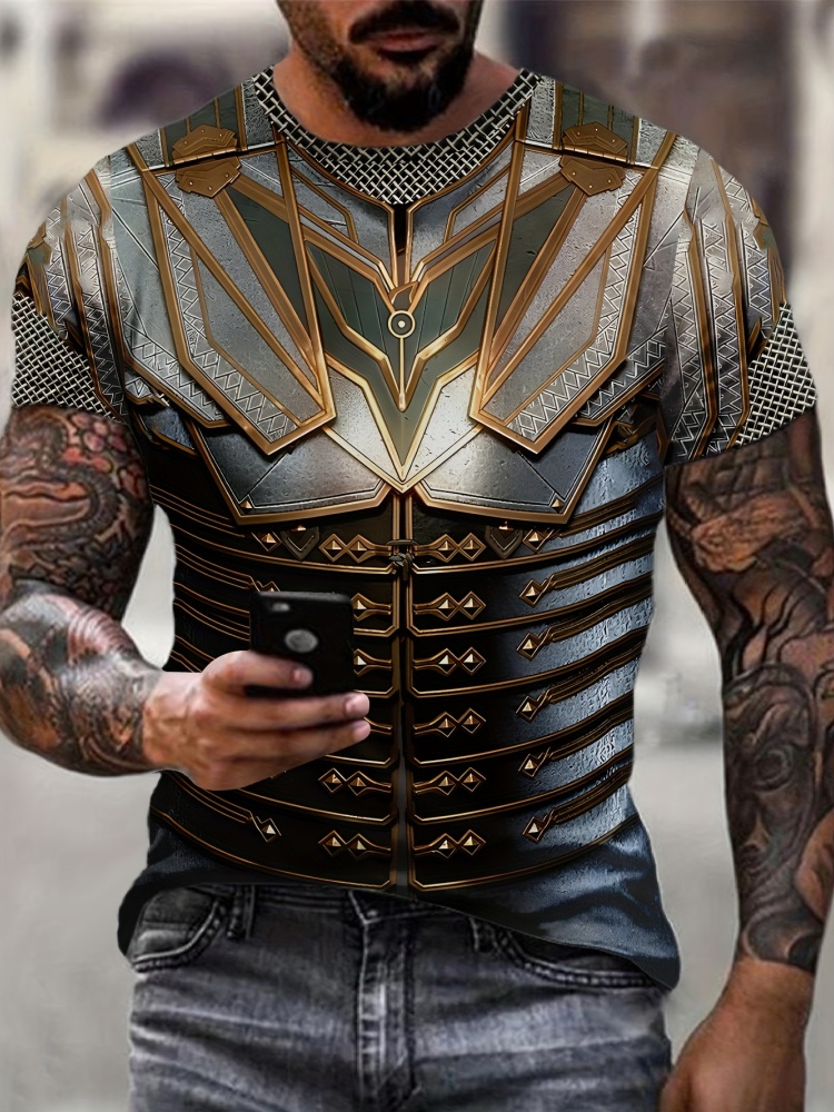メンズ 3D プリントストリートナイトゴールド忍者鎧 Tシャ - 3D Printing Knight Armor のレビューと価格