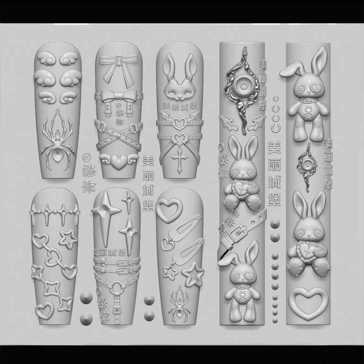 1個 パンク ウサギ クマ クモ リボン ハート 3D アク - 3D Printing Template のレビューと価格