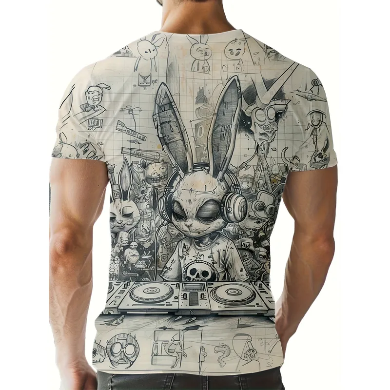 カートゥーンDJラビット デジタルプリント 半袖Tシャツ メ - 3D Printing Rabbit のレビューと価格