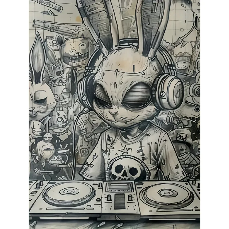 カートゥーンDJラビット デジタルプリント 半袖Tシャツ メ - 3D Printing Rabbit のレビューと価格