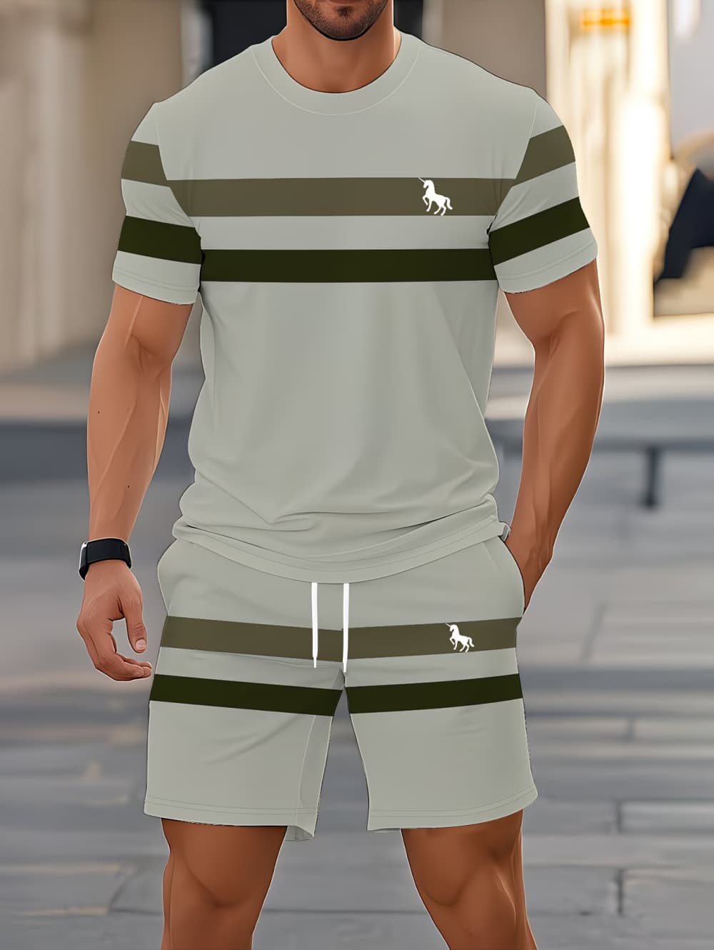 メンズサマーセット面白い3Dストライププリント半袖Tシャツ+ - 3D Printing Jersey のレビューと価格