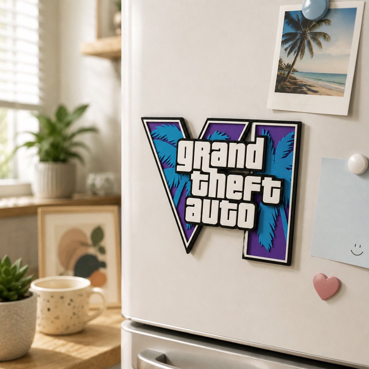GTA6 3Dプリントロゴ マグネットステッカー 冷蔵庫マグ - 3D Printing Yourself のレビューと価格