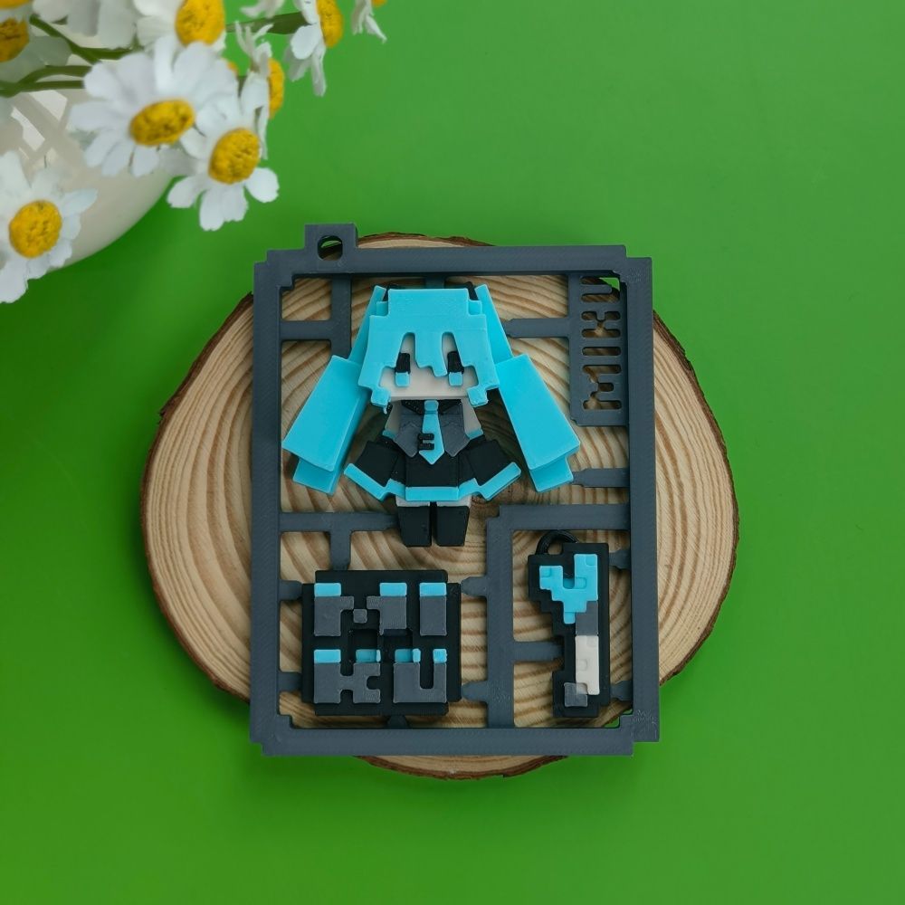 3Dプリント製のかわいいピクセル初音ミク半完成モデル、台座付 - 3D Printing Yourself のレビューと価格